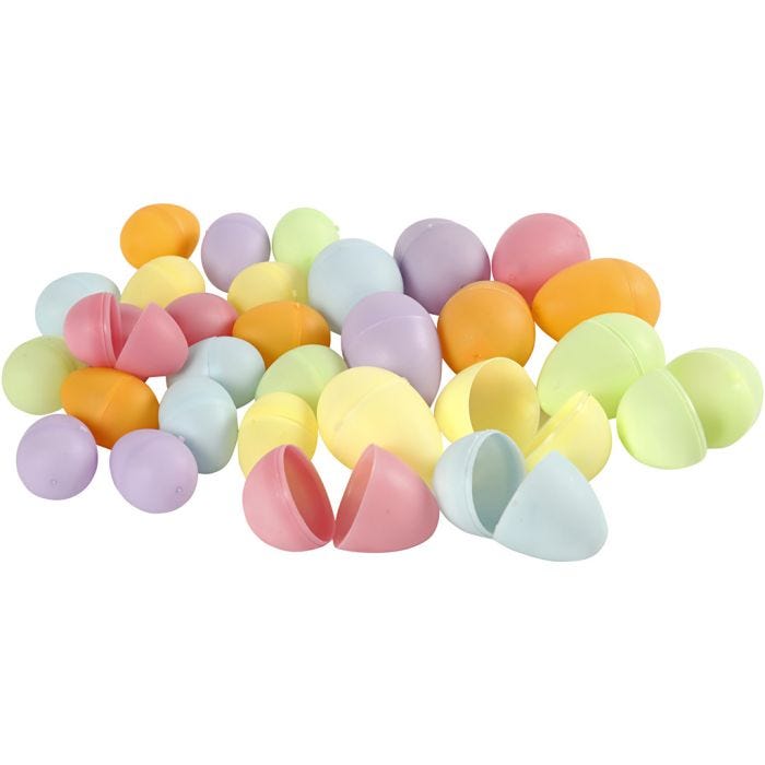 Eieren, H: 4,5+6 cm, d 3+4 cm, pastelkleuren, 720stuk/ 1 doos