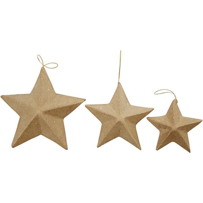 Sterren, 7,5+10+12,5 cm, 6stuk/ 1 doos