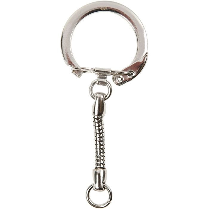 Sleutelhanger met ketting, L: 6 cm, d 2,3 cm, 5 stuk/ 1 doos