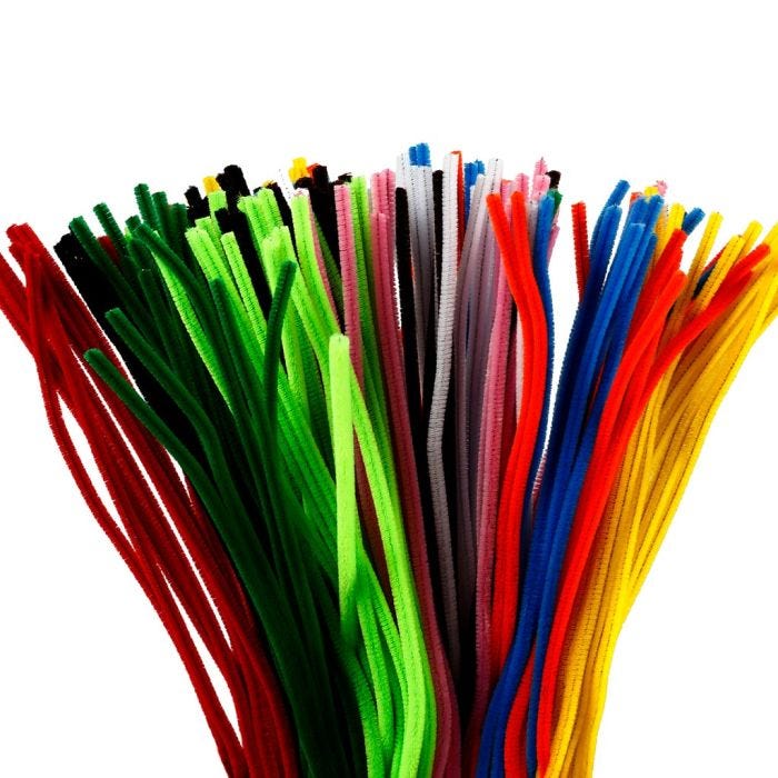 Chenille, L: 45 cm, dikte 6 mm, diverse kleuren, 200 div/ 1 doos