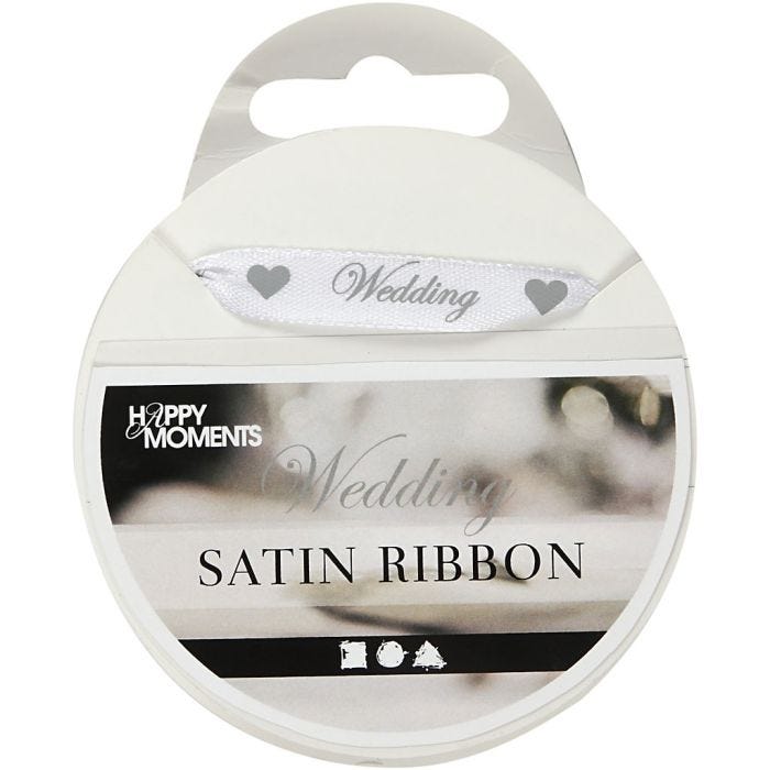 Satijnlint, B: 10 mm, wit, 8 m/ 1 rol