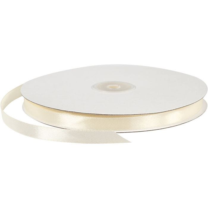 Satijnlint, B: 10 mm, off-white, 100 m/ 1 rol