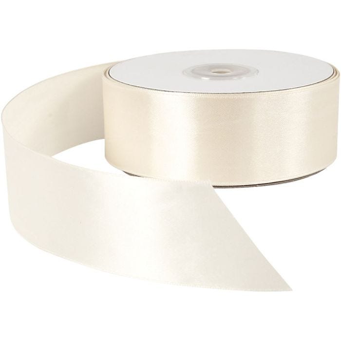 Satijnlint, B: 38 mm, crème, 50 m/ 1 rol