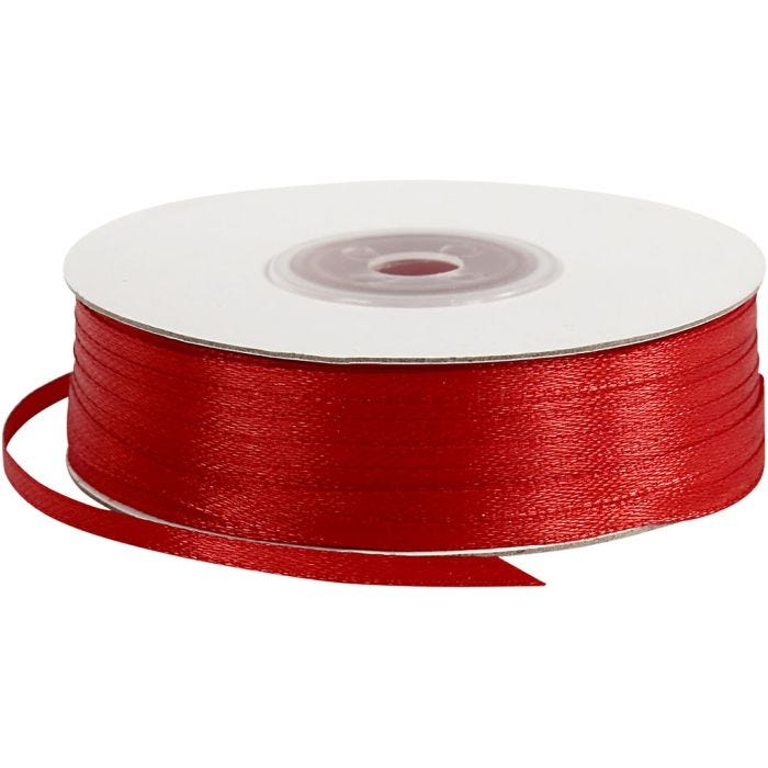 Satijnlint, 3 mm, rood, 100m/ 1 rol