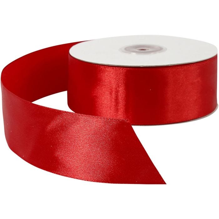 Satijnlint, B: 38 mm, rood, 50 m/ 1 rol