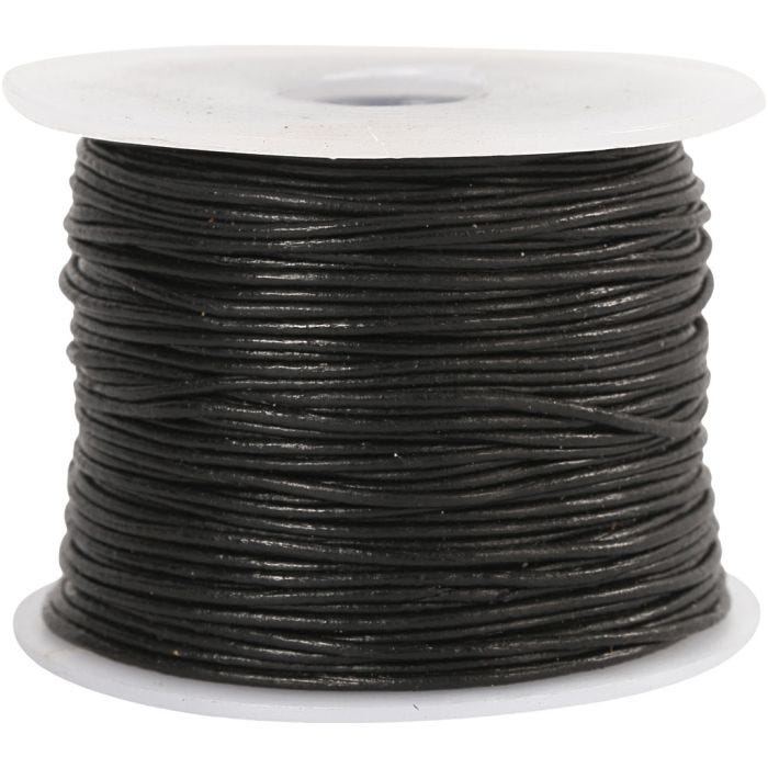 Leerkoord, 1 mm, zwart, 50m/ 1 rol