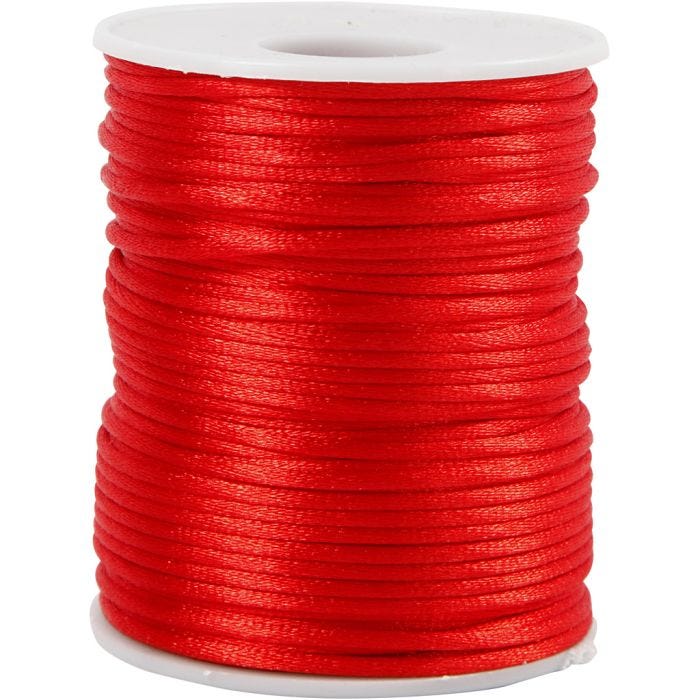 Satijnkoord, dikte 2 mm, rood, 50 m/ 1 rol