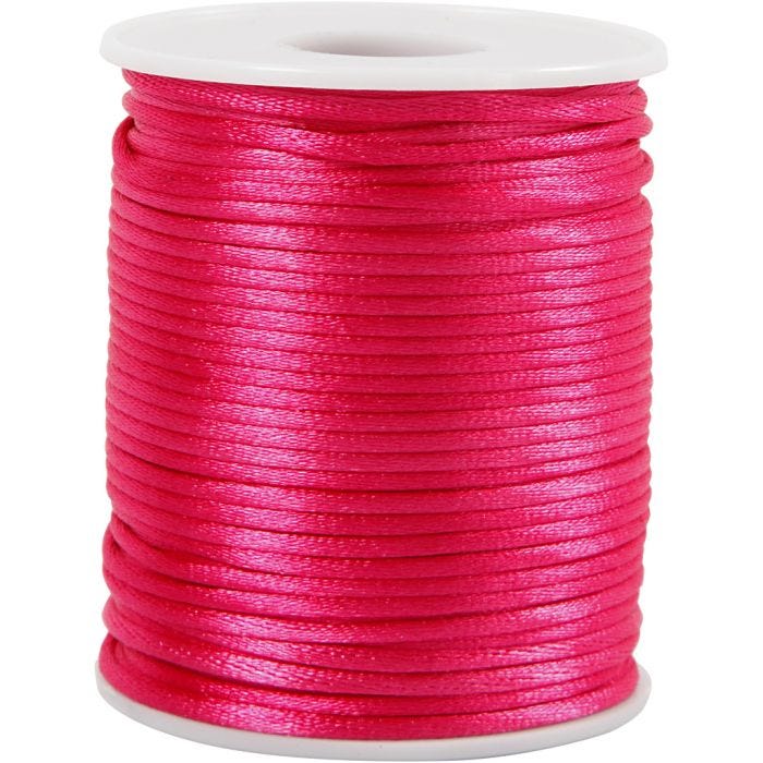 Satijnkoord, dikte 2 mm, roze, 50 m/ 1 rol