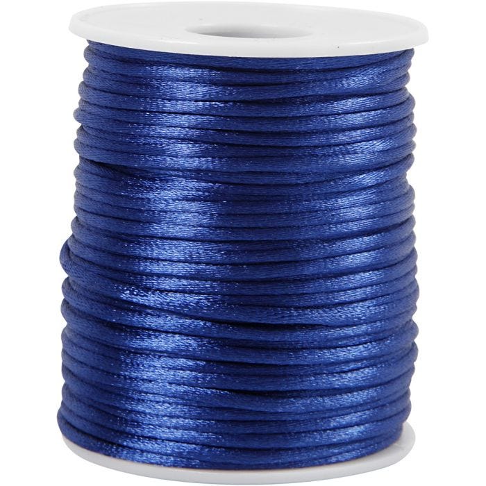 Satijnkoord, dikte 2 mm, donkerblauw, 50 m/ 1 rol