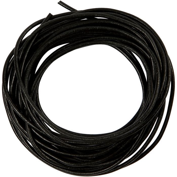 Leerkoord, 2 mm, zwart, 4m/ 1 rol