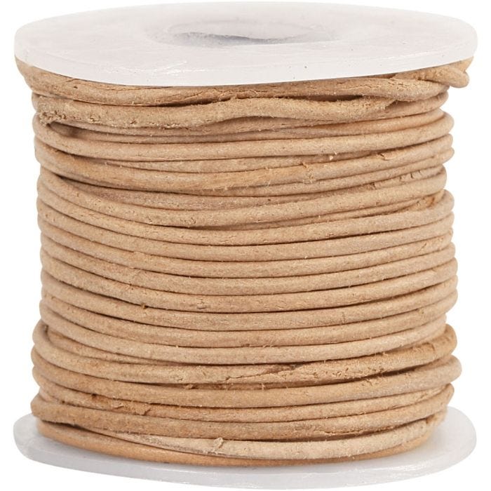 Leerkoord, 1 mm, naturel, 10m/ 1 rol
