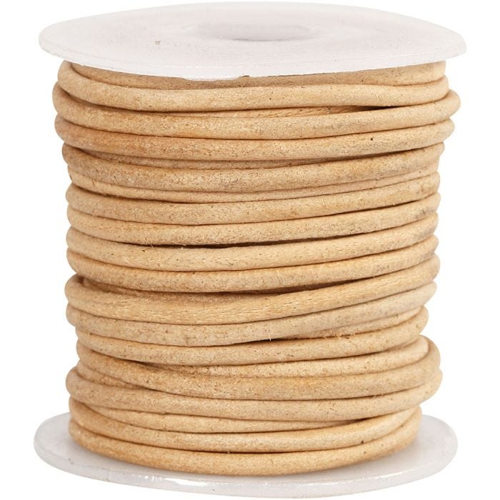 Leerkoord, 2 mm, beige, 10m/ 1 rol