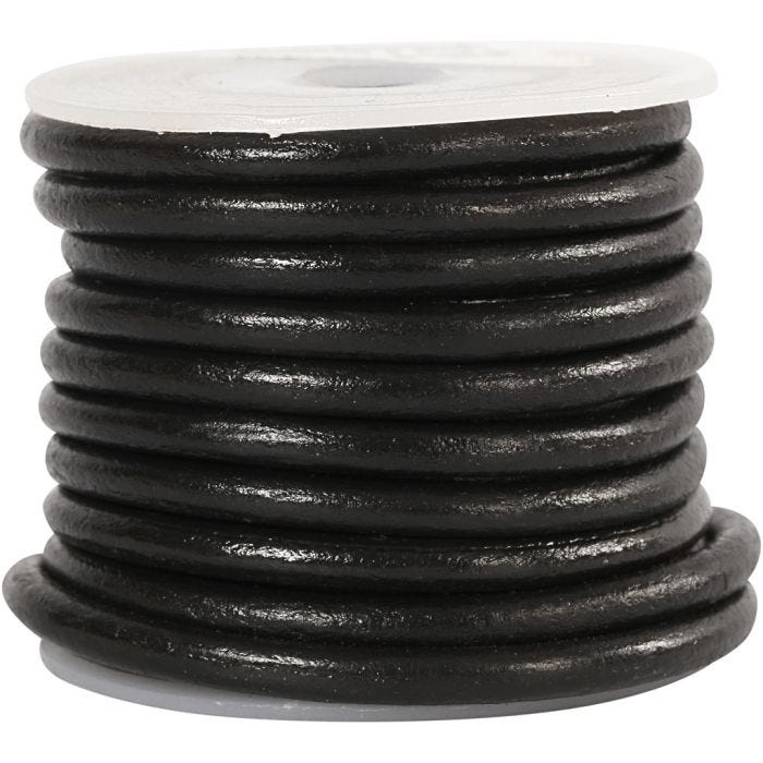 Leerkoord, 4 mm, zwart, 5m/ 1 rol