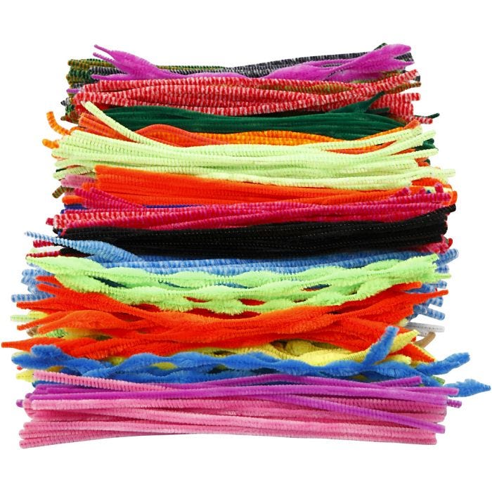 Chenille, 30 cm, 6-15 mm, diverse kleuren, 500div/ 1 doos
