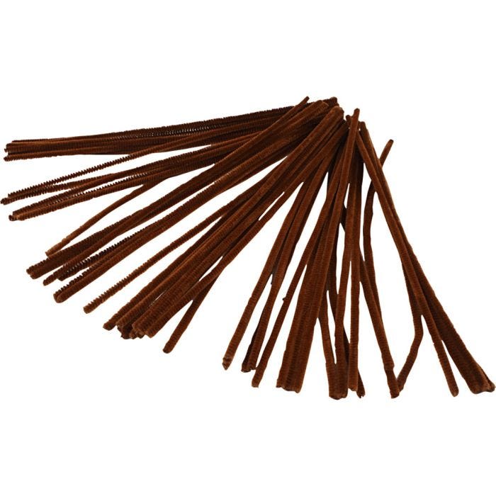 Chenille, 30 cm, 6 mm, bruin, 50stuk/ 1 doos