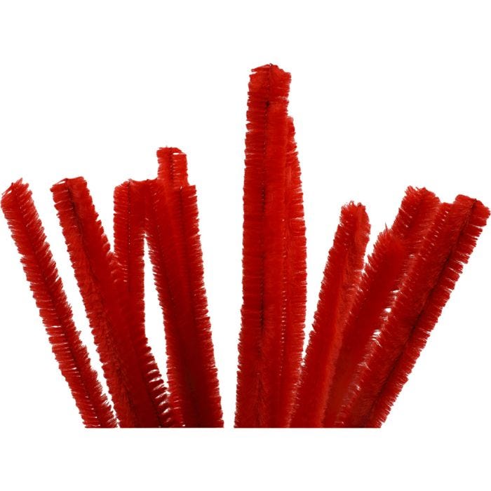 Chenille, 30 cm, 15 mm, rood, 15stuk/ 1 doos