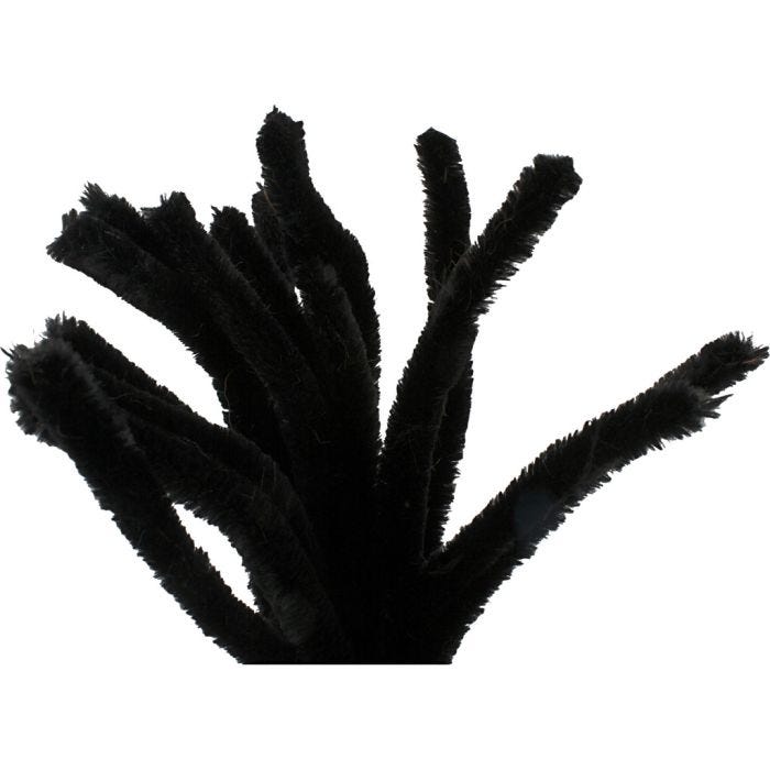 Chenille, 30 cm, 15 mm, zwart, 15stuk/ 1 doos