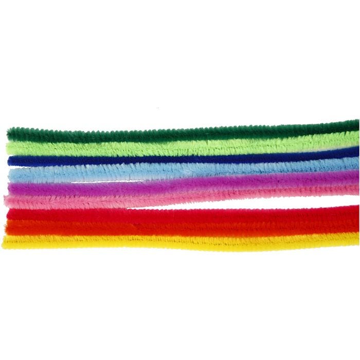 Chenille, 30 cm, 9 mm, diverse kleuren, 25div/ 1 doos