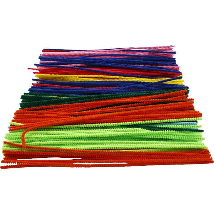 Chenille, 30 cm, 4 mm, diverse kleuren, 300div/ 1 doos