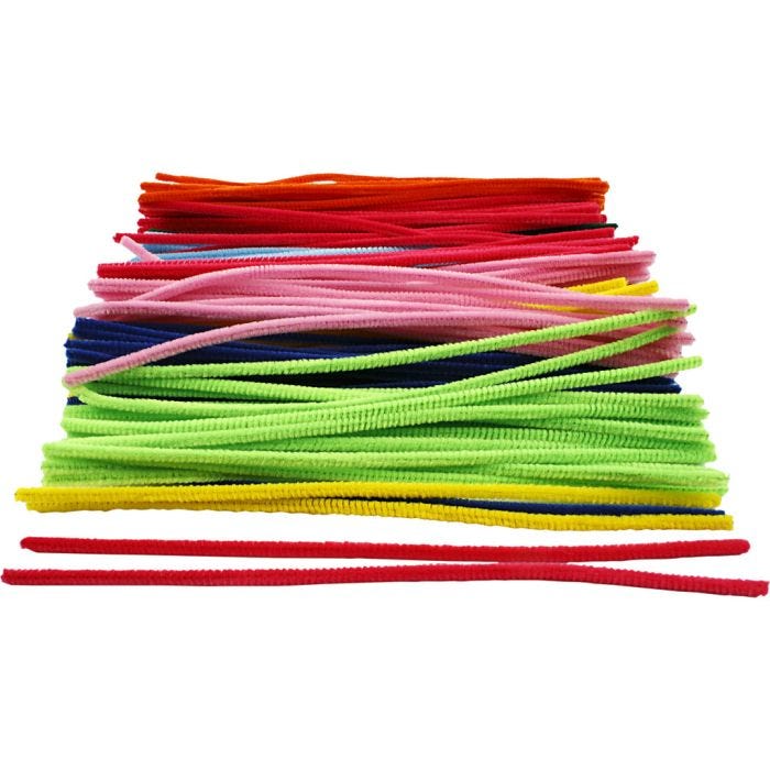 Chenille, 30 cm, 6 mm, diverse kleuren, 200div/ 1 doos