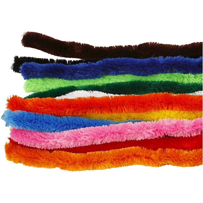Chenille, grote, 45 cm, 25 mm, diverse kleuren, 60div/ 1 doos