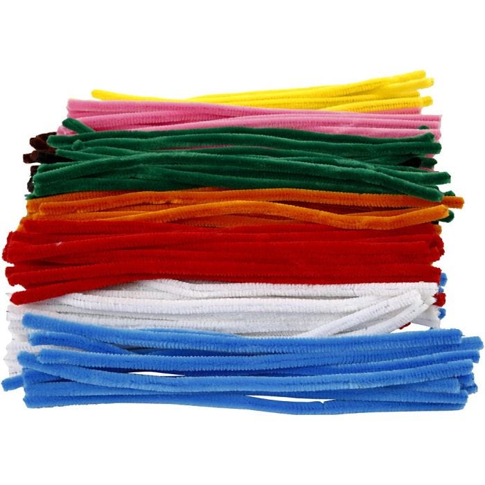 Chenille, L: 30 cm, dikte 9 mm, diverse kleuren, 200div/ 1 doos