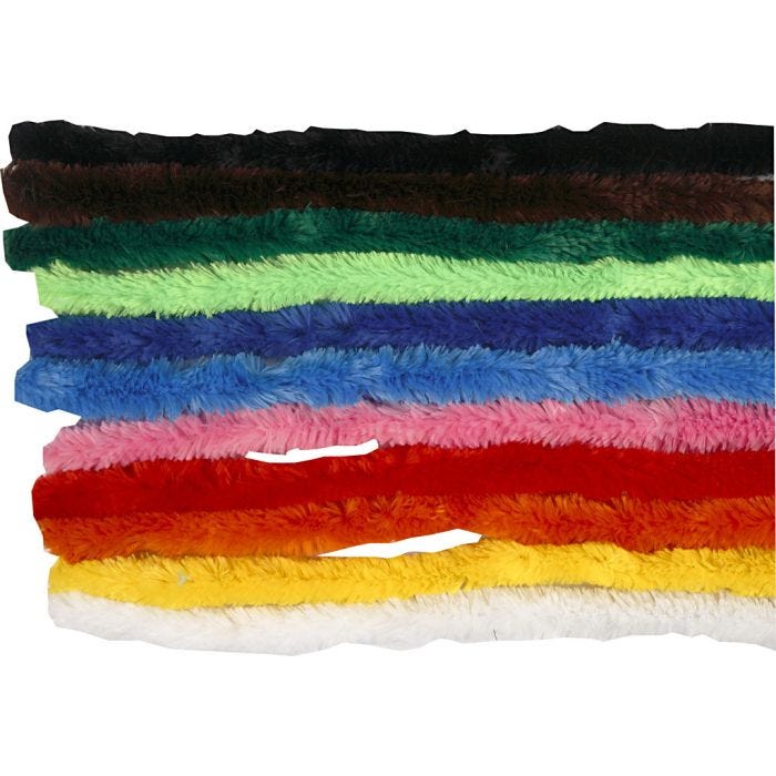 Chenille, 30 cm, 15 mm, diverse kleuren, 200div/ 1 doos