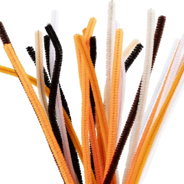 Chenille, L: 30 cm, dikte 6 mm, halloween kleuren, 25 div/ 1 doos