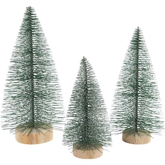 Kerstbomen, H: 10+13+14 cm, 3 stuk/ 1 doos