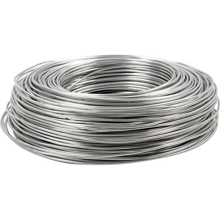 Alu draad, rond, dikte 2 mm, zilver, 100 m/ 1 rol