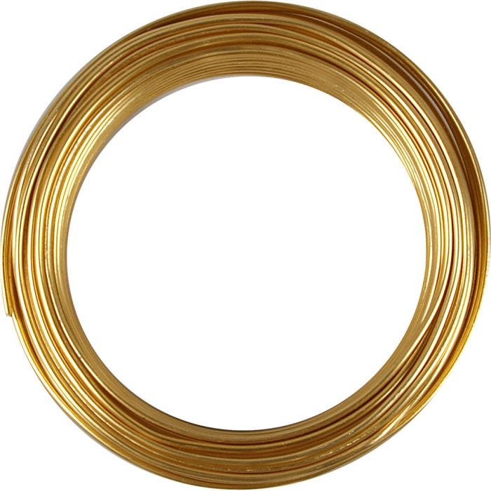 Alu draad, rond, dikte 3 mm, goud, 29 m/ 1 rol
