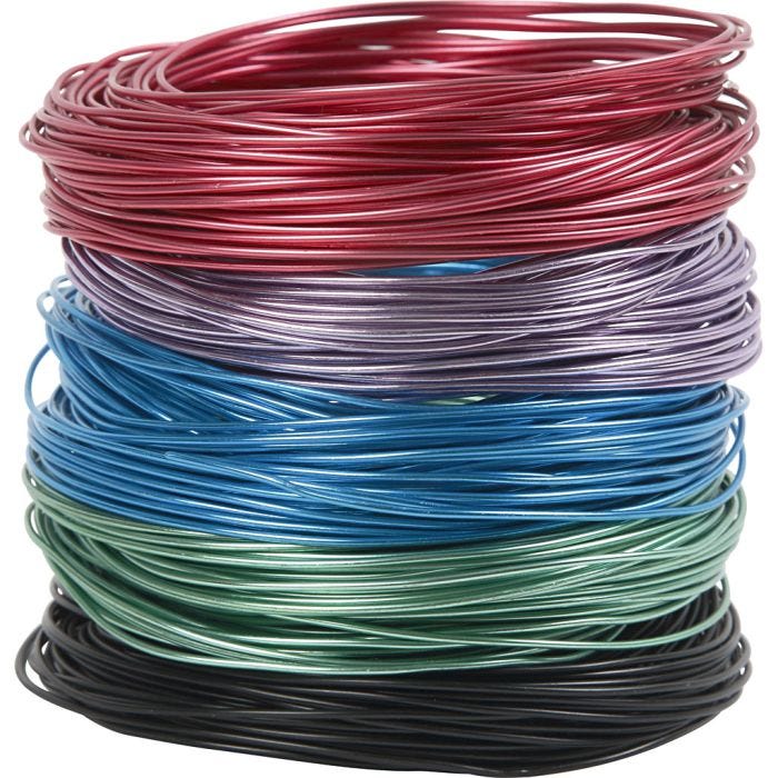 Alu draad, dikte 1,5 mm, diverse kleuren, 5x20 m/ 1 doos