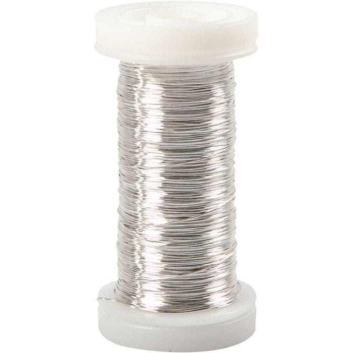 Verzilverd draad, dikte 0,3 mm, verzilverd, 50 gr, 100 m/ 1 rol