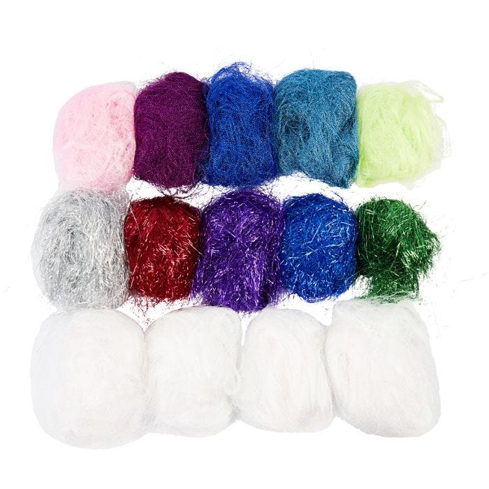 Plastic fibers, diverse kleuren, 500 gr/ 1 doos