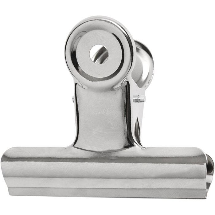 Metalen klem, B: 7,5 cm, zilver, 6stuk/ 1 doos