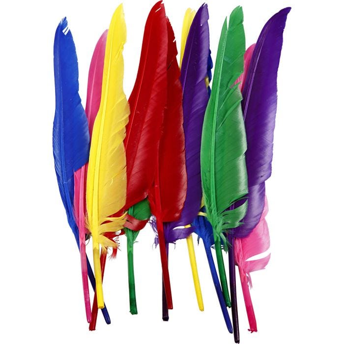 Veren, 27 cm, diverse kleuren, 12stuk/ 1 doos