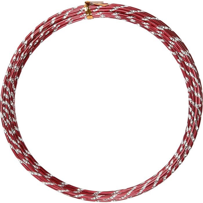 Alu draad, diamond-cut, dikte 2 mm, rood, 7 m/ 1 rol