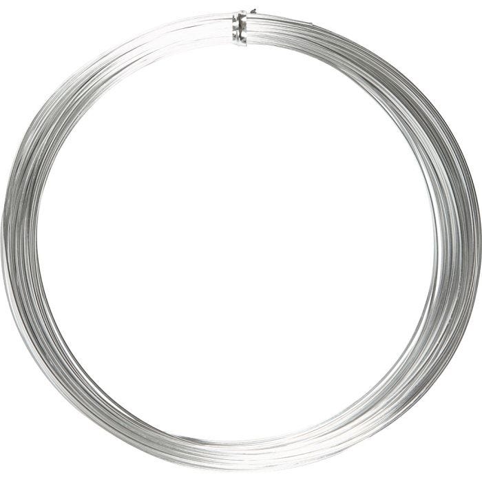 Alu draad, rond, dikte 1 mm, zilver, 16 m/ 1 rol