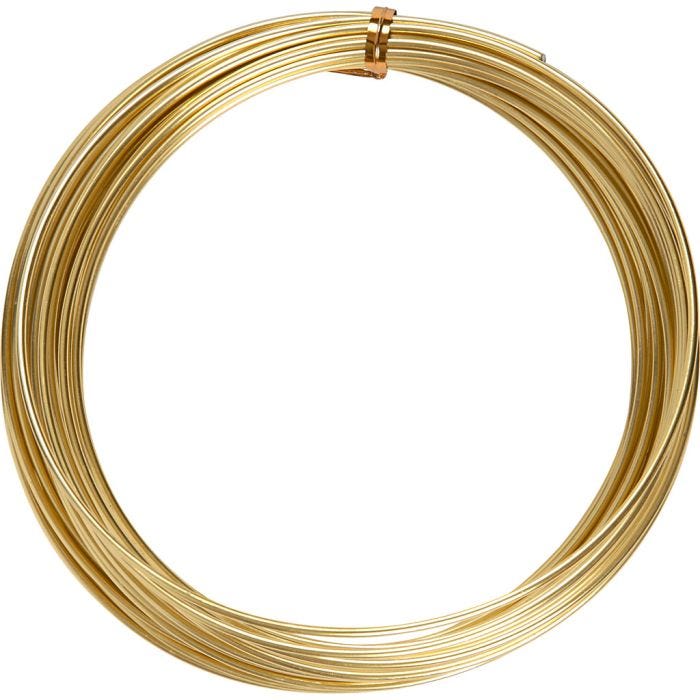 Alu draad, rond, dikte 2 mm, goud, 10 m/ 1 rol