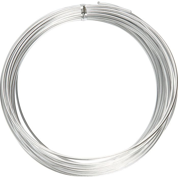 Alu draad, rond, 2 mm, zilver, 10m/ 1 rol