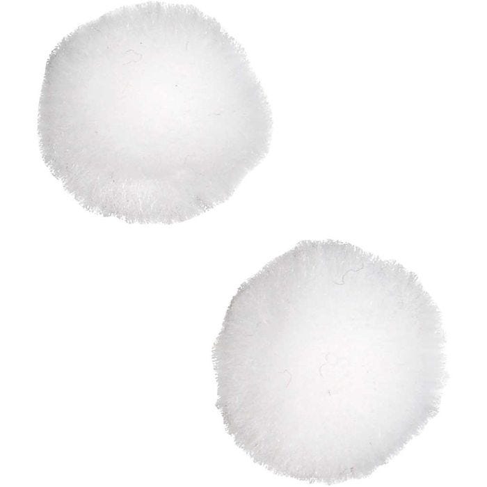 Pom-poms, 20 mm, wit, 100stuk/ 1 doos
