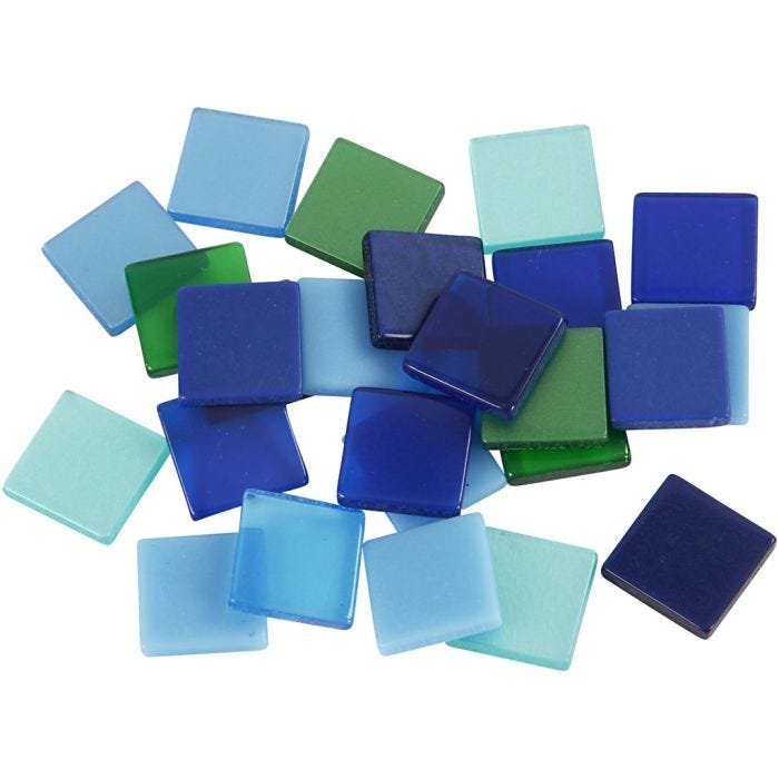 Mini mozaiek, 10x10 mm, 2 mm, blauw/groen harmonie, 25gr/ 1 doos