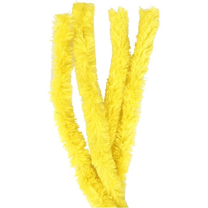 Chenille, L: 40 cm, dikte 30 mm, geel, 4 stuk/ 1 doos