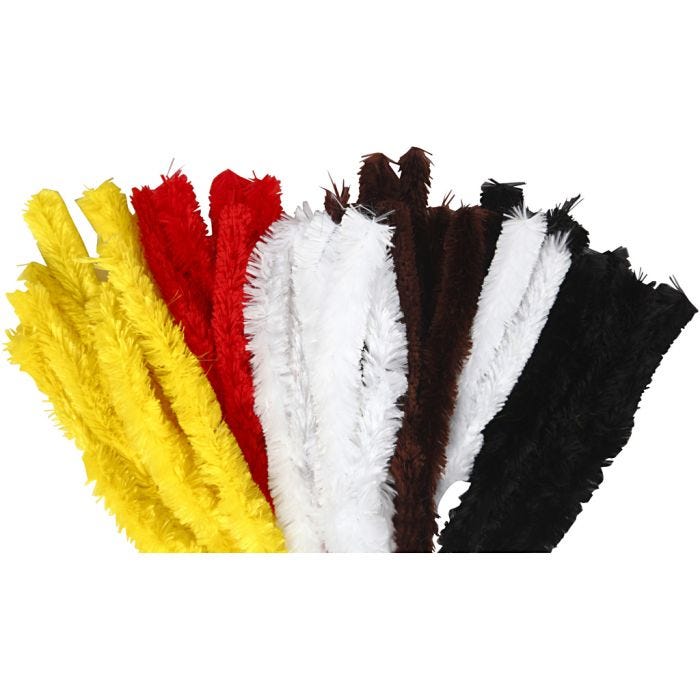 Chenille, L: 40 cm, dikte 30 mm, diverse kleuren, 48 stuk/ 1 doos