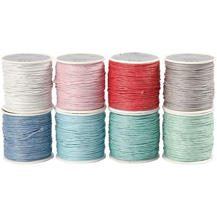 Katoenkoord, 1 mm, diverse kleuren, 8x40m/ 1 doos