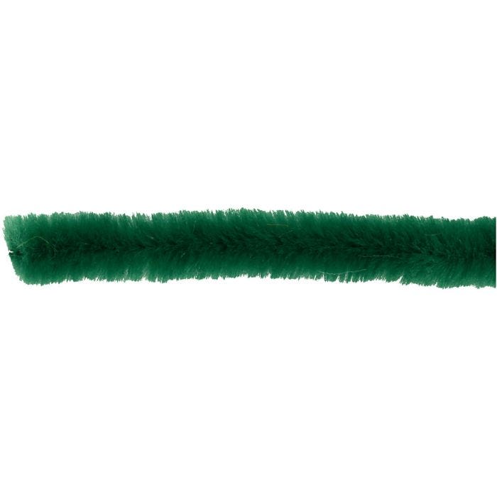 Chenille, L: 30 cm, dikte 6 mm, donkergroen, 50 stuk/ 1 doos