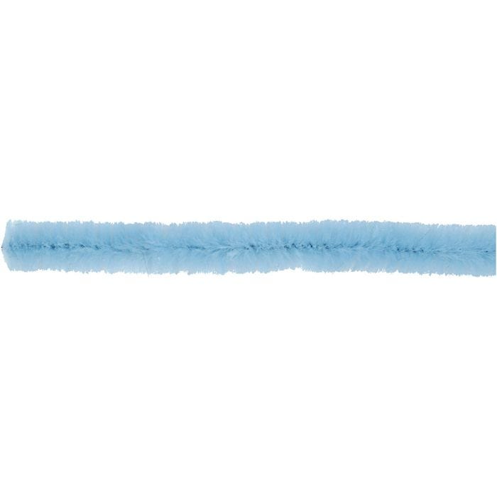 Chenille, L: 30 cm, dikte 6 mm, blauw, 50 stuk/ 1 doos