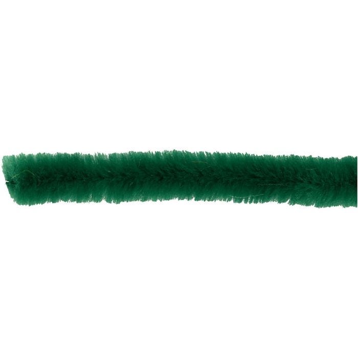 Chenille, L: 30 cm, dikte 9 mm, donkergroen, 25 stuk/ 1 doos