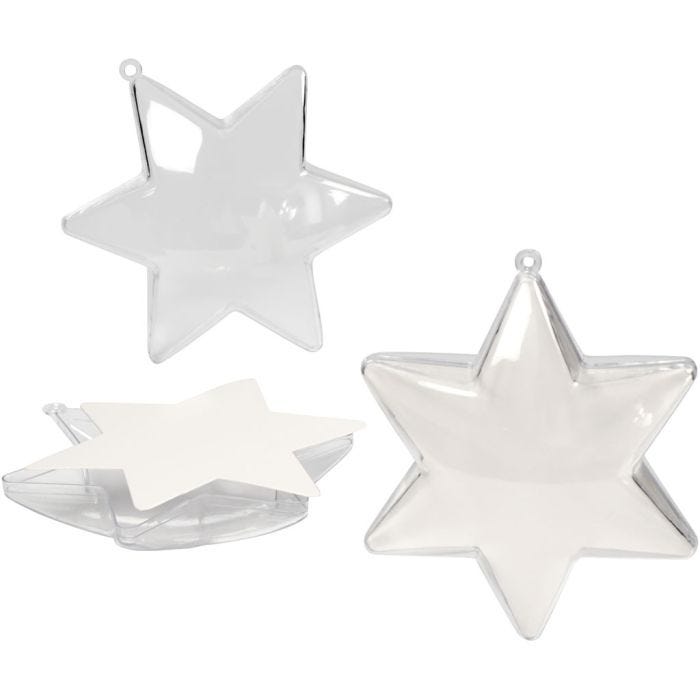 Deco ster, H: 10 cm, transparant, 5stuk/ 1 doos