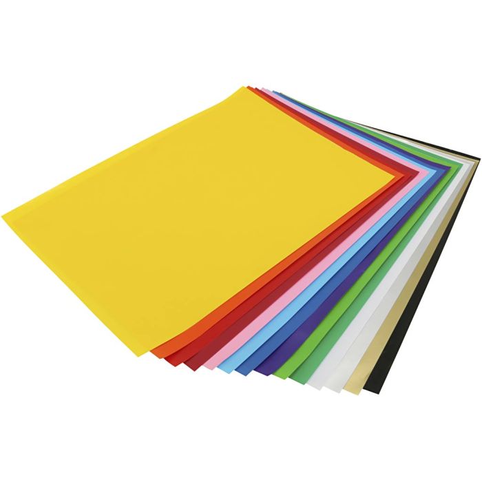 vel 25x35 cm, 80 gr, diverse kleuren, 100 vel/ 1 doos